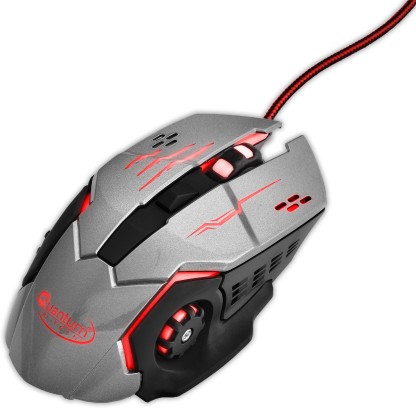 QUANTUM 286, 3200 DPI Wired USB Gaming Mouse with Programmable Keys, RGB Lighting Type, Rubber side Grips and Nylon Braided Cable (Black/Grey) Wired Optical  Gaming Mouse  (USB 2.0, Black and Grey)