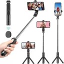ATSolutions 3 in 1 Portable Selfie Stick Tripod with Bluetooth Remote mobile Stand Tripod  (Black, Supports Up to 500 g)