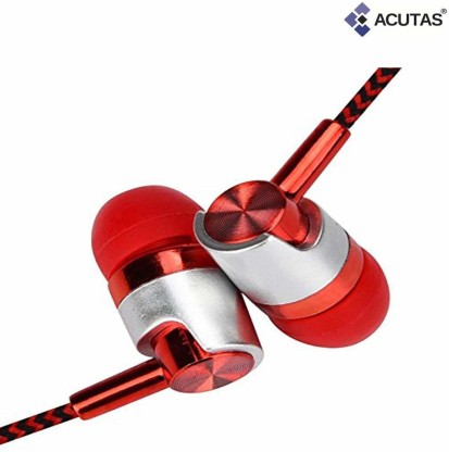 ACUTAS Universal 3.5mm in-Ear Stereo Earphone Wired without Mic Headset  (Red, In the Ear)