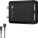 Portronics 12 W 2.4 A Wall Charger for Mobile with Detachable Cable  (Black, Cable Included)