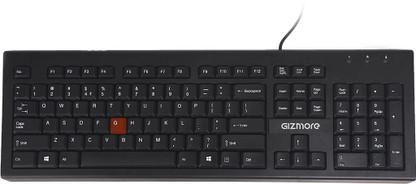 Gizmore GIZ-KB01 Wired USB Standard Desktop Keyboard Compatible with Desktop, Laptop, Mac Easy to Use,Plug and Play,Quick, Comfy Durable body  (Black)