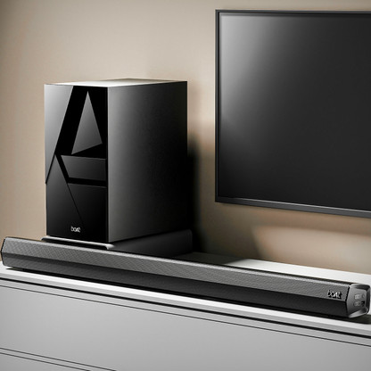 boAt Bar Thump with Wired Subwoofer, RMS 200 W Bluetooth Soundbar  (Carbon/Midnight Black, 2.1 Channel)