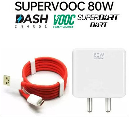 CLAT 80 W VOOC 6 A Wall Charger for Mobile with Detachable Cable  (White, Cable Included)