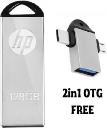 HP V220q 2IN 1 OTG FREE OG 128 GB Pen Drive  (Silver)