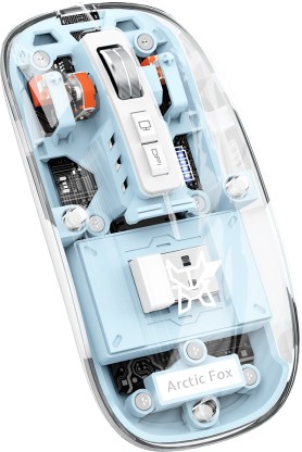 Arctic Fox Pureview Transparent Wireless and Bluetooth Rechargeable Mouse Wireless Optical  Gaming Mouse  (2.4GHz Wireless, Bluetooth, Space Blue)