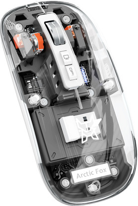 Arctic Fox Pureview Transparent Wireless and Bluetooth Rechargeable Mouse Wireless Optical  Gaming Mouse  with Bluetooth  (2.4GHz Wireless, Bluetooth, Space Gray)