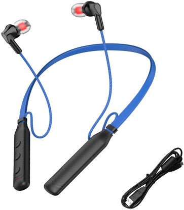 ROKAVO High Bass 200Hr Standby Long Battery Life Bluetooth Gaming & Gym Headphones Bluetooth  (Blue,Black,Mehandi Green,Neckband, Bluetooth headset Long Battery Life, In the Ear)