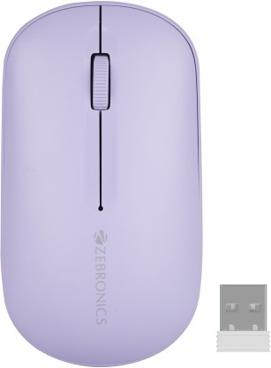ZEBRONICS ZEB-PULSE 1200 DPI, Multidevice connectivity with Connection Toggle Button & On/Off Switch Wireless Optical Mouse  (2.4GHz Wireless, Bluetooth, Lavender)