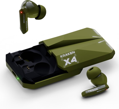 TRIGGR Kraken X4 with 13mm Drivers, 40ms Latency, ENC, 60H Battery, Rubber Finish, v5.4 Bluetooth  (Army Green, True Wireless)