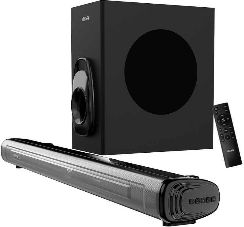 MarQ by Flipkart Thunder 200, 200 Watts, 2.1 Channel, Immersive cinematic experience, EQ Modes 200 W Bluetooth Soundbar (Black, 2.1 Channel)
