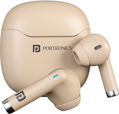 Portronics Twins S18 Pro in Ear TWS Earbuds,30H Playtime, in Built HD Mic, Game/Music Mode Bluetooth (Beige, In the Ear)