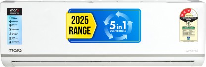 MarQ by Flipkart 2025 1.5 Ton 3 Star Split Inverter 5-in-1 Convertible with Turbo Cool Technology AC  - White  (153IPG25WQ, Copper Condenser)