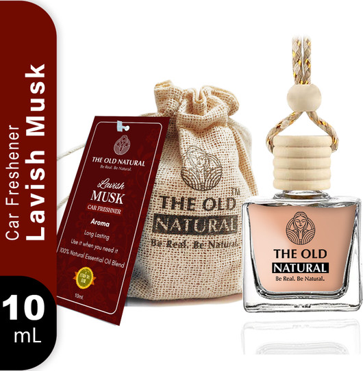The Old Natural Lavish Musk Car Freshener Aroma Oil, Diffuser Car Freshener with Essential Oils Fragrance in Glass bottle with Wooden Diffuser Lid | Car Perfume 10ml (Lavish Musk Car Perfume- Pack of 1, 10ml) (10 ml)