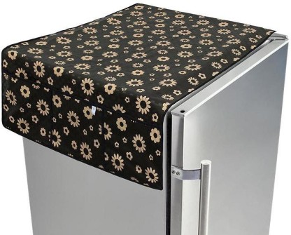 KingMatters Refrigerator  Cover  (Beige, Black)