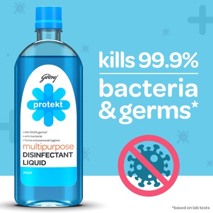 Godrej Protekt Multipurpose Disinfectant Liquid - Kills 99.9% Germs, Anti-bacterial, for Home & Personal Hygiene, Aqua Fragrance  (1 L)
