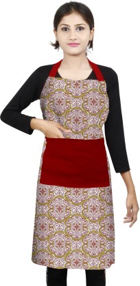DECOTREE Cotton Home Use Apron - Free Size  (Red, Single Piece)