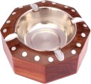 WoodCart H@ndmade Wooden Ashtray for Men Home Office Car Gifts Octagonal With Steel Inlaid Brown Wood Ashtray