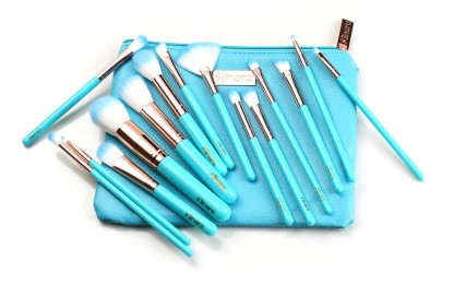 MINARA Makeup Brush Applicator Set of 15 with Premium Leather Pouch  (Pack of 15)