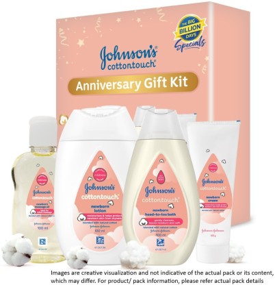 JOHNSON'S Cottontouch Anniversary Special Giftset, Combo Pack of Cottontouch wash (100ml, Lotion (100ml), Oil (100ml), Cream (100gm), made with natural cotton for softness never experience before  (Peach)