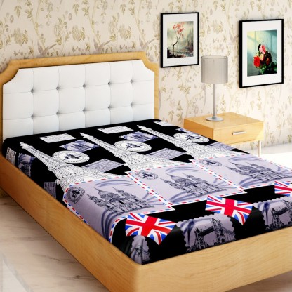 IWS 144 TC Microfiber Single 3D Printed Bedsheet  (Pack of 1, Black)
