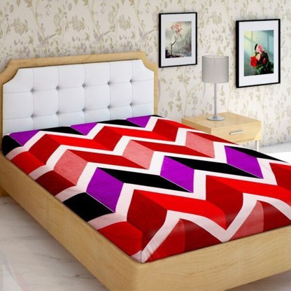 IWS 144 TC Microfiber Single Geometric Bedsheet  (Pack of 1, Multicolor)