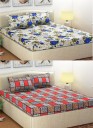 ZirconHomes 120 TC Microfiber Double 3D Printed Bedsheet  (Pack of 2, Blue, Red)