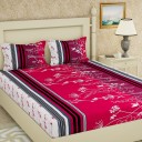 IWS 144 TC Microfiber Double Printed Flat Bedsheet  (Pack of 1, Red)