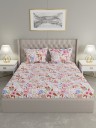 Raymond Home 104 TC Cotton Double Floral Flat Bedsheet  (Pack of 1, Red)