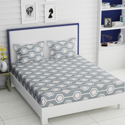 IWS 144 TC Microfiber Double 3D Printed Bedsheet  (Pack of 1, Grey)