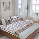 Flipkart Perfect Homes 210 TC Cotton King Geometric Bedsheet  (Pack of 1, Blue, Grey)