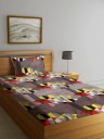 Fashion String 144 TC Microfiber Single Geometric Fitted (Elastic) Bedsheet  (Pack of 1, Grey)