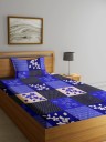 Fashion String 120 TC Microfiber Single Floral Fitted (Elastic) Bedsheet  (Pack of 1, Blue)