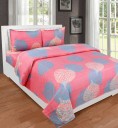 RisingStar 240 TC Cotton Double Printed Flat Bedsheet  (Pack of 1, Pink)