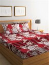 Fashion String 144 TC Microfiber Double Floral Flat Bedsheet  (Pack of 1, Maroon)