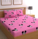 CHHAVI INDIA 120 TC Microfiber Double Printed Flat Bedsheet  (Pack of 1, Baby Pink)
