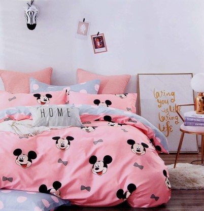 CHHAVI INDIA 120 TC Microfiber Double 3D Printed Bedsheet  (Pack of 1, Pink)