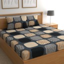 CHHAVI INDIA 120 TC Microfiber Double Printed Flat Bedsheet  (Pack of 1, Grey)