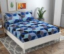 Flipkart SmartBuy 180 TC Microfiber Double 3D Printed Flat Bedsheet  (Pack of 1, Navy Blue)