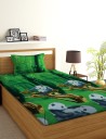 RisingStar 180 TC Cotton Double Cartoon Flat Bedsheet  (Pack of 1, Green)