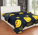 RisingStar 220 TC Microfiber Double 3D Printed Flat Bedsheet  (Pack of 1, Black, Yellow)