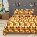 SimplyHome 144 TC Microfiber Double 3D Printed Flat Bedsheet  (Pack of 1, Yellow)