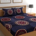 CHHAVI INDIA 120 TC Microfiber Double Printed Flat Bedsheet  (Pack of 1, Blue Multi)