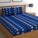 CHHAVI INDIA 120 TC Microfiber Double Printed Flat Bedsheet  (Pack of 1, BLUE PEACH)