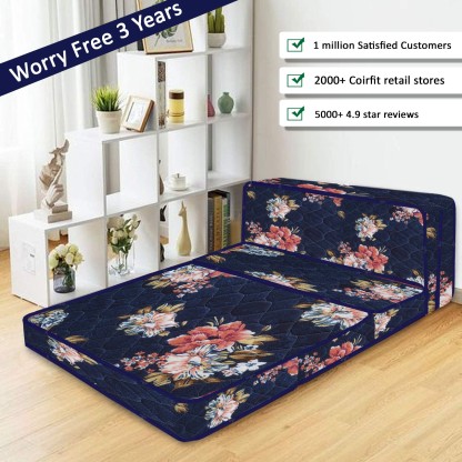Sleep Spa Soft BounceThree Fold Mattress 4 inch Single PU Foam Mattress  (L x W: 75 inch x 30 inch)