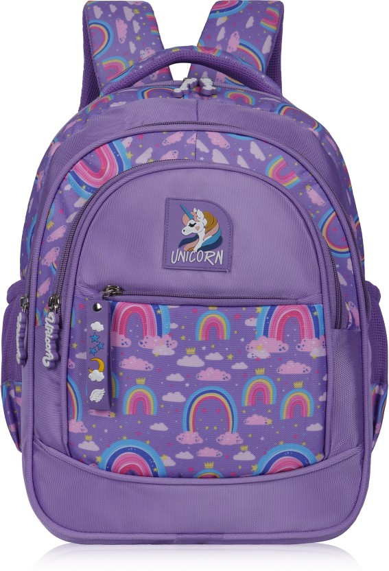 Medium 27 L Backpack 16 inch Precious 001 Unicorn Printed Lavender  (Purple)