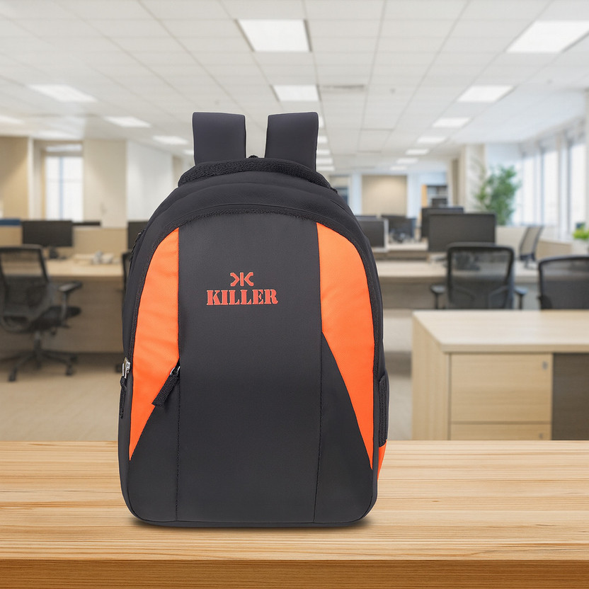 KILLER - Medium 30 L Laptop Backpack Unisex Premium Quality, Office/College/School Laptop Bag  (Black, Orange)