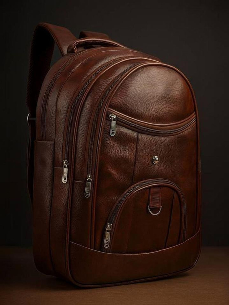 worng Large 40 L Laptop Backpack Vegan Casual Backpack for Men (Brown)