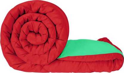 Story@home Solid Single Comforter  (Polyester, Red, Green)