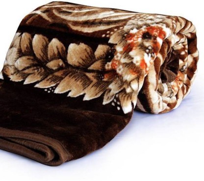 Trendz Deeksha Floral Single Mink Blanket  (Polyester, Brown)