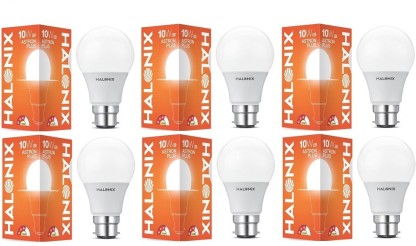 HALONIX 10 W Round B22 LED Bulb  (White, Pack of 6)